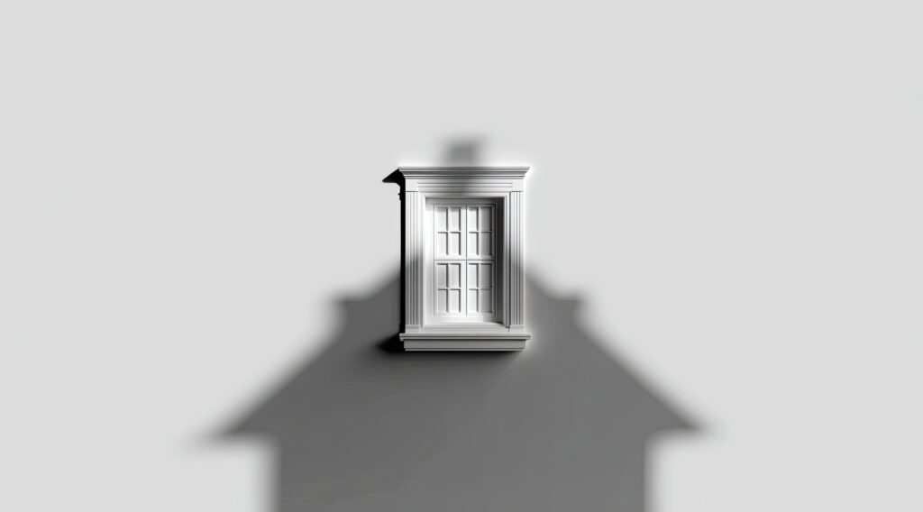 Floating house casting a shadow, symbolising uncertainty in property ownership or hidden risks in SMSF audits
